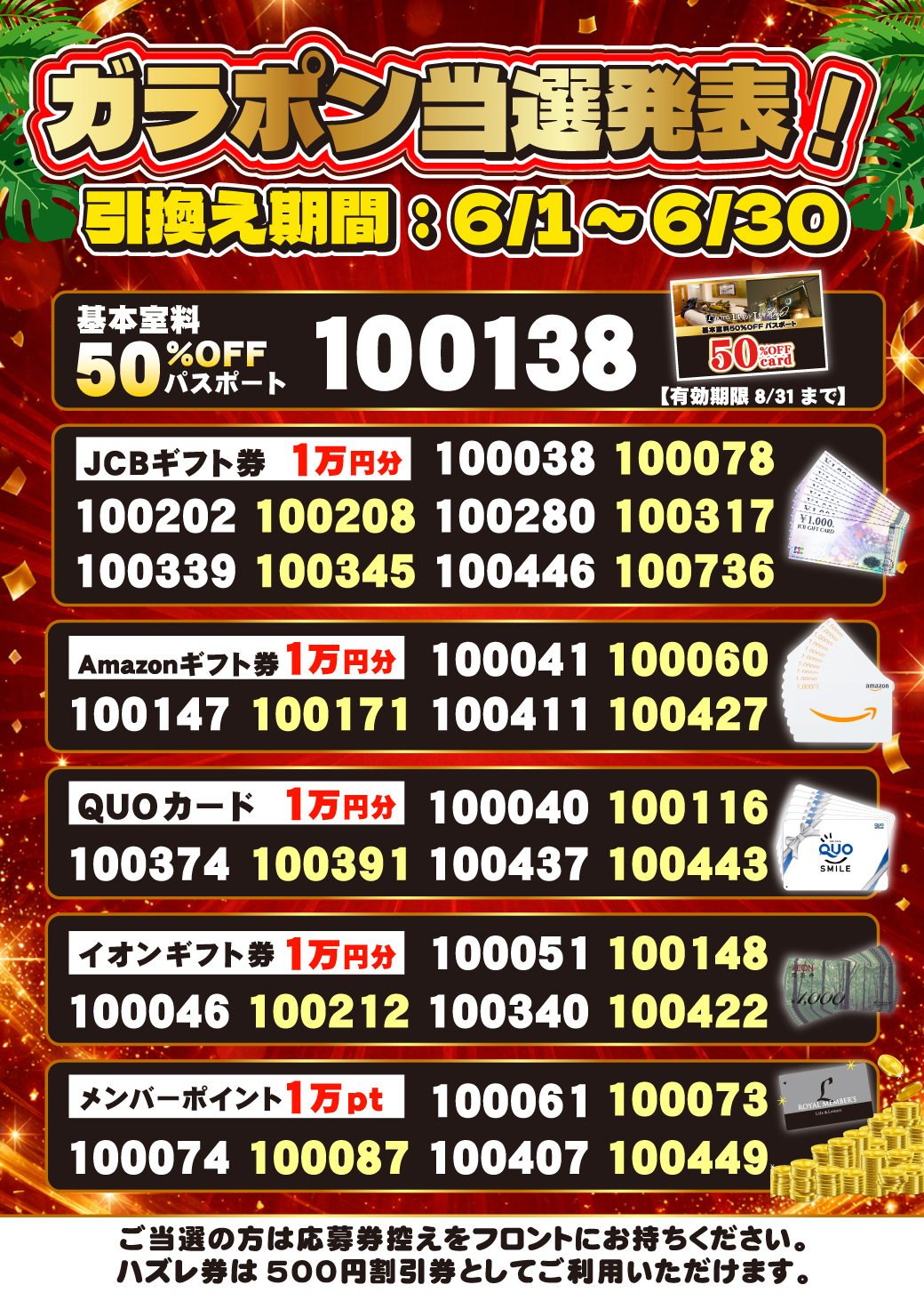 ガラポン当選番号発表
