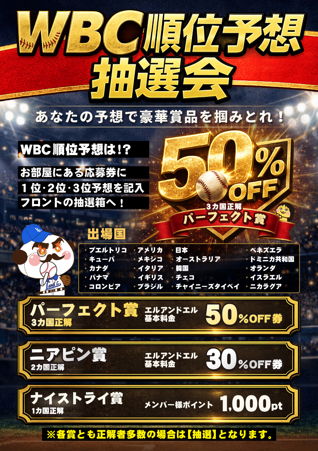 草加店 WBC順位予想抽選会